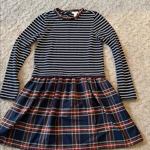 Crewcuts Striped and Plaid Long Sleeve Dress
